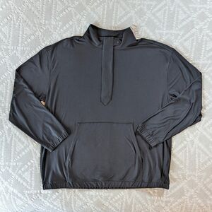 Black Lands' End Long Sleeve Performance Zip Front Popover Shirt